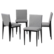 Baxton Studio Bishop Industrial Grey Fabric and Metal 4-Piece Dining Chair Set